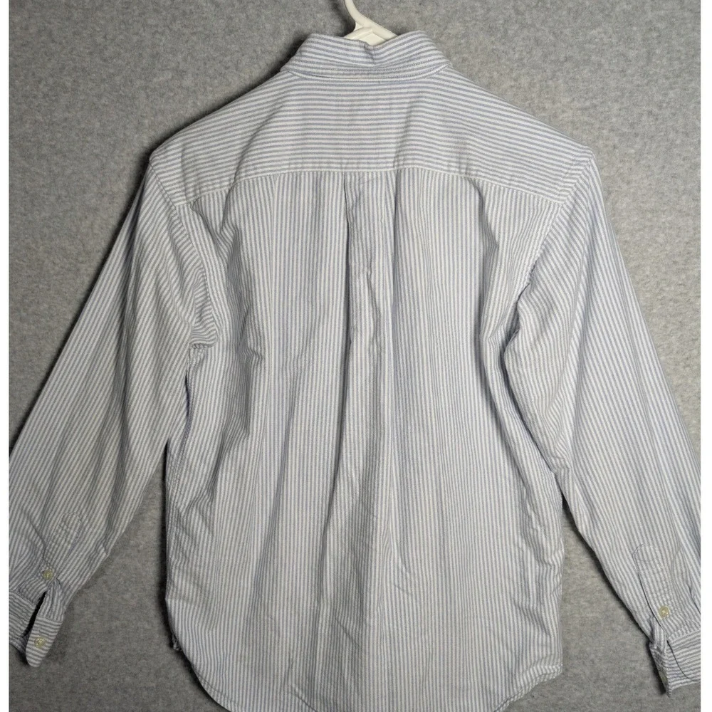 Ralph Lauren Boys Blue White Striped Oxford Button Down Shirt Size 14 Cotton